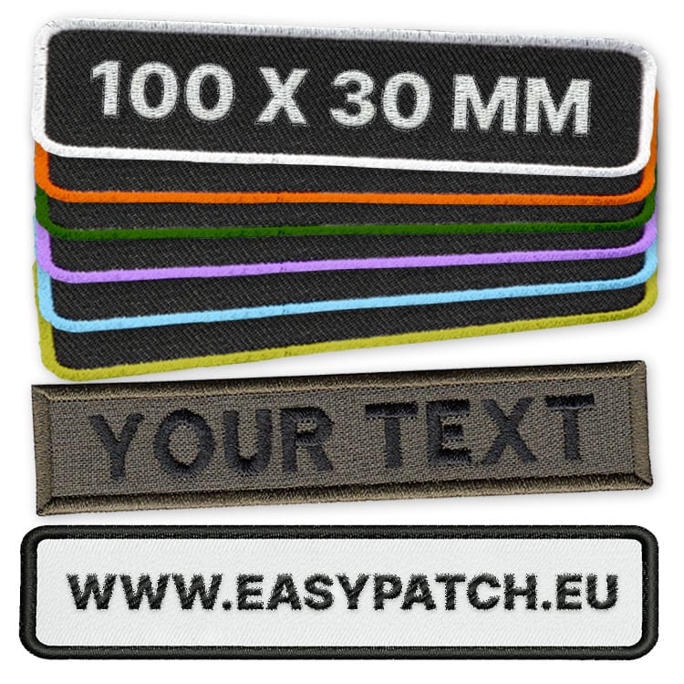 Patch Ricamata con colori e testo personalizzato 100x30 mm