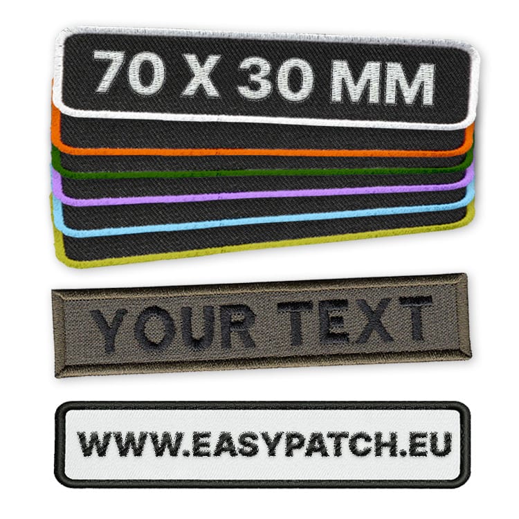 Patch Ricamata con colori e testo personalizzato 70x30 mm